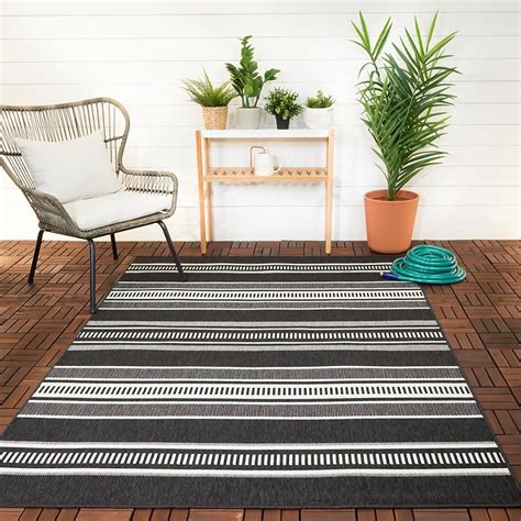 black and white outdoor area rug